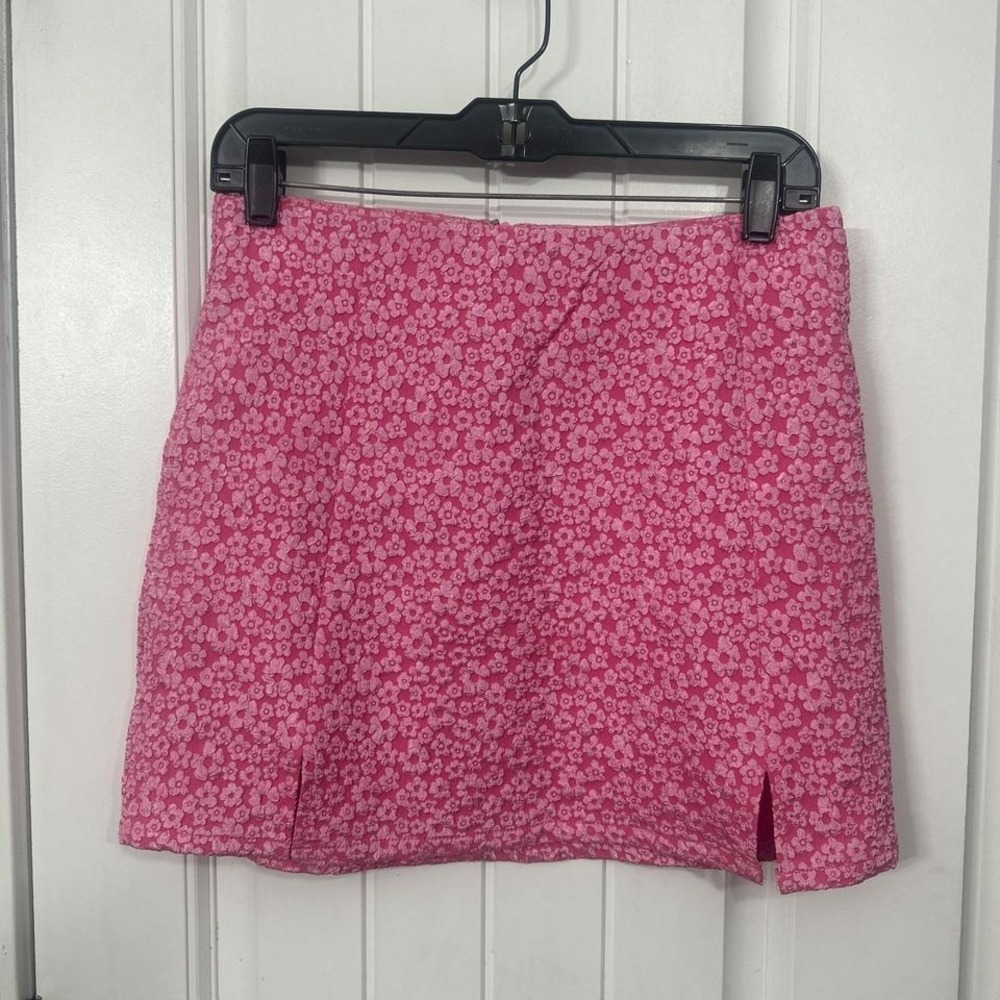 Altar'd State Pink Floral Mini Skirt | Cottagecore Coquette Slit Skirt | Size M